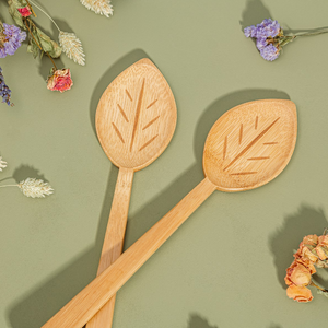 Bamboo Leaf Design Salad Servers