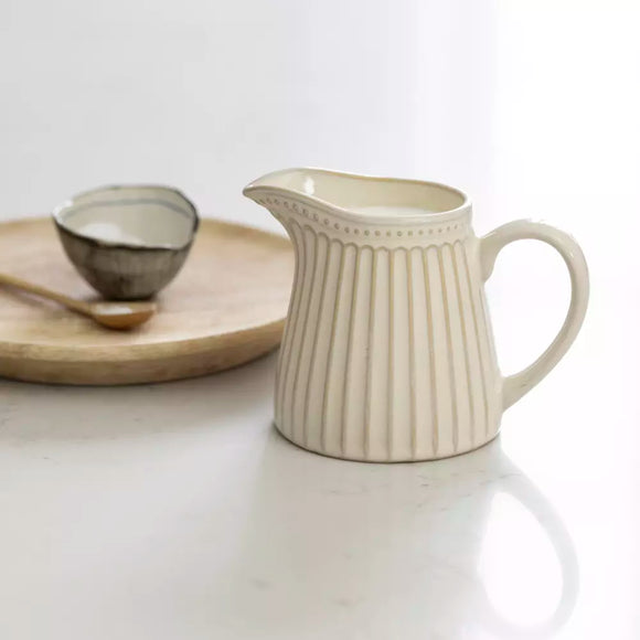 Small Ribbed Jug in Off White