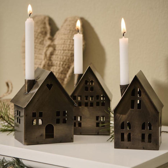 Brass House Candle Holder