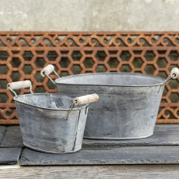 Zinc Oval Tubs with Handles - Two Sizes