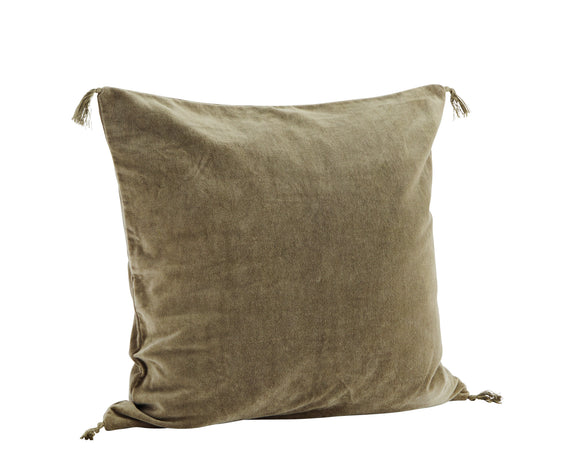 Velvet Square Cushion in Mushroom