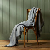 Pure New Wool Throw in Powder Blue and Charcoal