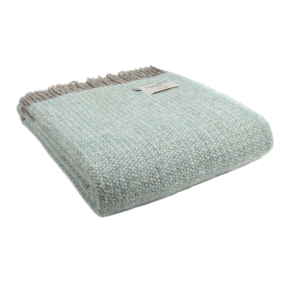 Pure New Wool Throw in Mint & Grey Illusion Design