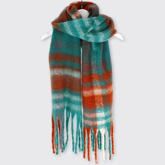 Teal and Rust Chunky Scarf