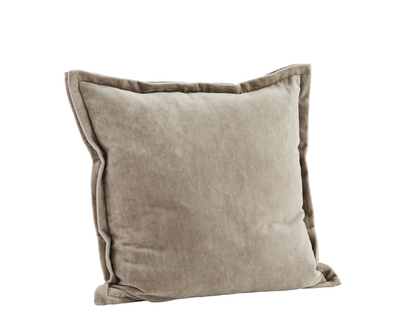 Velvet Square Cushion in Greige