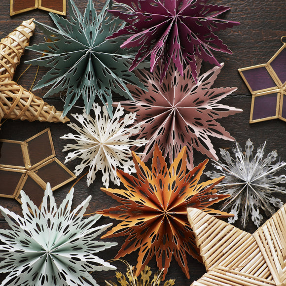 Assorted Hanging Paper Snowflakes