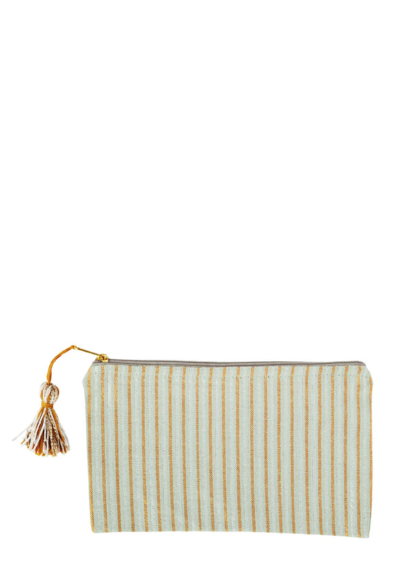 Striped Pouch with Handmade Tassel