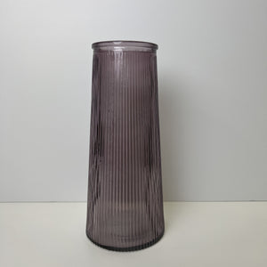 Amythyst Glass Ribbed Vase