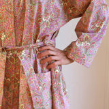 Cotton Kimono Robe in Lilac Floral