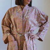 Cotton Kimono Robe in Lilac Floral