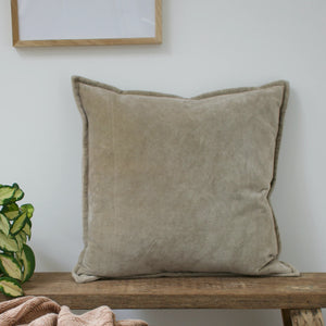 Square Velvet Cushion in Warm Grey