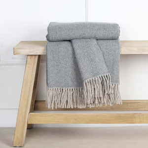 Fine Weave Pure New Wool Throw in Denim