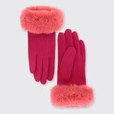 Pink Gloves with Faux Fur Edge