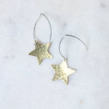 Brass Star Drop Earrings