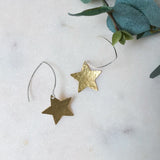 Brass Star Drop Earrings