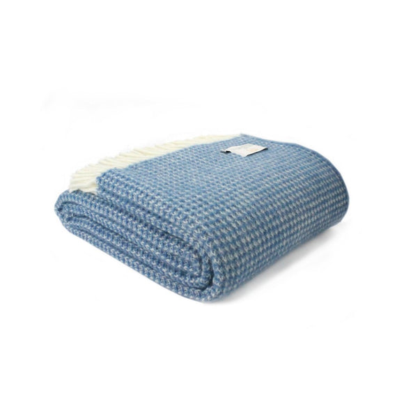 Superking Wool Waffle Throw in Blue